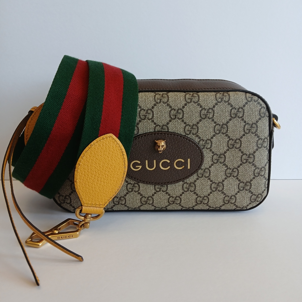 GUCCI GG Supreme Monogram Web Neo Vintage Shoulder Bag Beige New Acero Crop.
